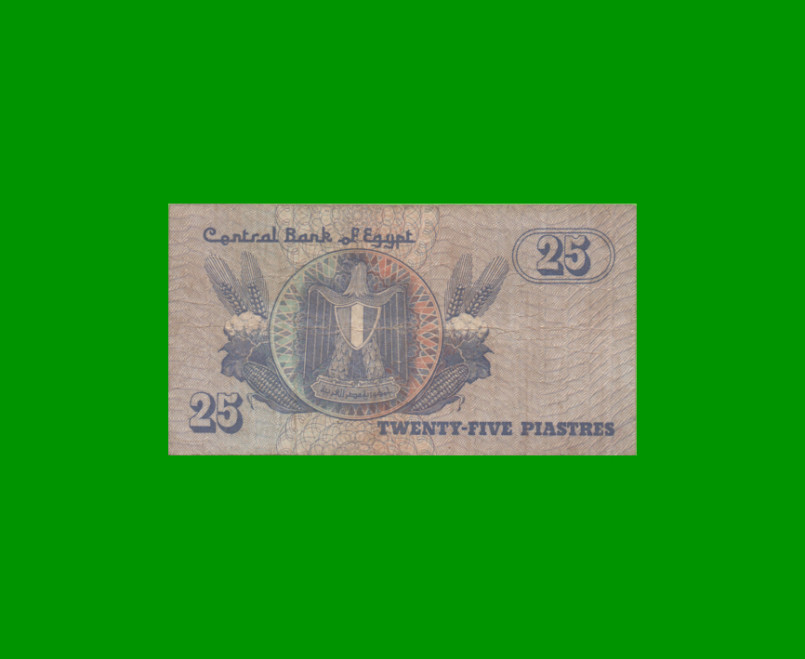 BILLETE DE EGIPTO 25 PIASTRES, PICK 57b, ESTADO BUENO.- - Imagen 2