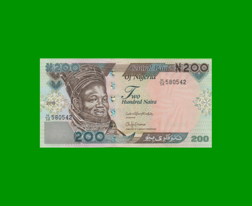 BILLETE DE NIGERIA 200 NAIRA, PICK 29r, AÑO 2018 ESTADO SIN CIRCULAR.-