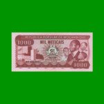 BILLETE DE MOZAMBIQUE 1.000 METICAIS, PICK 132b, AÑO 1986 ESTADO SIN CIRCULAR.-