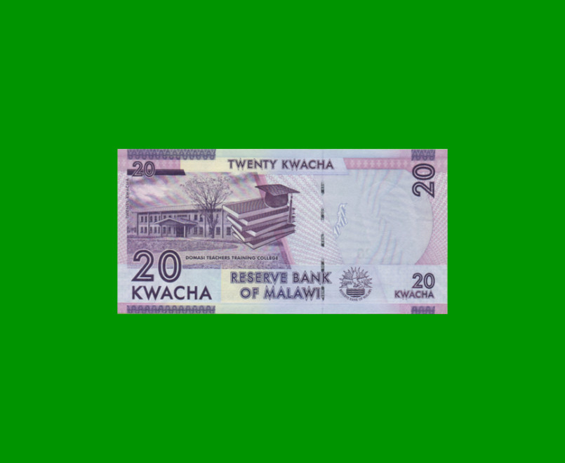 BILLETE DE MALAWI 20 KWACHA, PICK 57a, AÑO 2012 ESTADO SIN CIRCULAR.- - Imagen 2