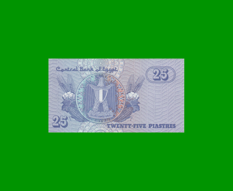 BILLETE DE EGIPTO 25 PIASTRES, PICK 57f, ESTADO SIN CIRCULAR.- - Imagen 2