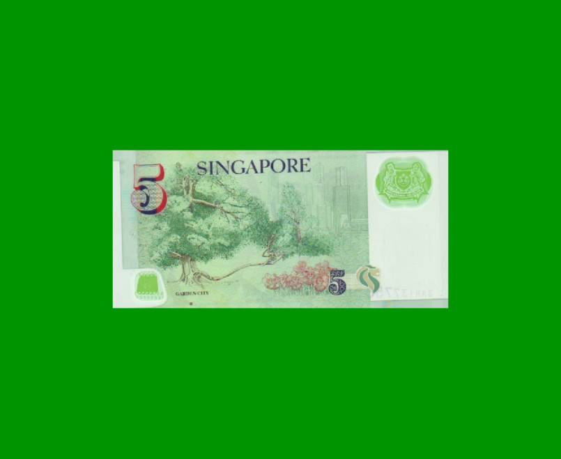 BILLETE DE SINGAPUR 5 DOLARES, POLYMERO, PICK 47b, ESTADO SIN CIRCULAR.- - Imagen 2