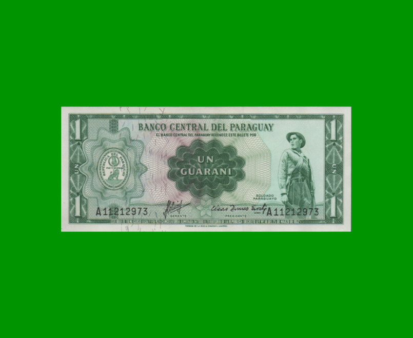 BILLETE DE PARAGUAY 1 GUARANI, PICK 193a, ESTADO EXCELENTE+.-