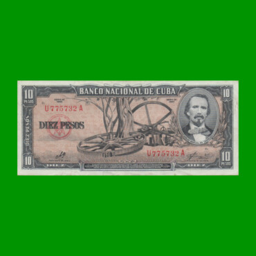 BILLETE DE CUBA $10,00 PICK 88c, AÑO 1960, ESTADO MUY BUENO+.-