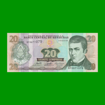 BILLETE DE HONDURAS 20 LEMPIRAS, PICK 93a, AÑO 2006 ESTADO SIN CIRCULAR.-