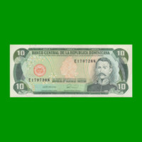 BILLETE DE REPUBLICA DOMINICANA $10,00 ORO PICK 132, AÑO 1990 ESTADO EXCELENTE.-