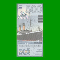 BILLETE DE ISLAS SEBALDES O SEBALDINAS (ISLAS JASON) 500 AUSTRALES FANTASIA (POLYMERO) ESTADO SIN CIRCULAR.-