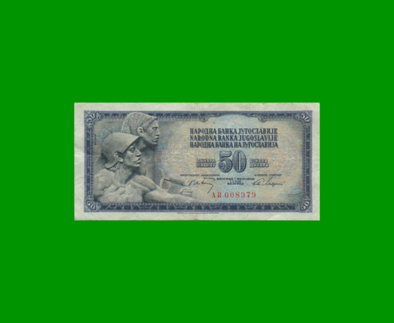 BILLETE DE YUGOSLAVIA 50 DINARA, PICK 83, AÑO 1968 ESTADO MUY BUENO+.-