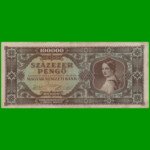 BILLETE DE HUNGRIA 100.000 PENGO, PICK 121, AÑO 1945 ESTADO MUY BUENO- .-