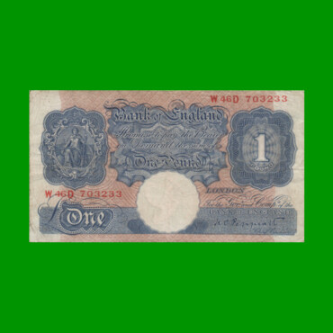 BILLETE DE INGLATERRA (GRAN BRETAÑA) 1 LIBRA, PICK 367, ESTADO BUENO+.-
