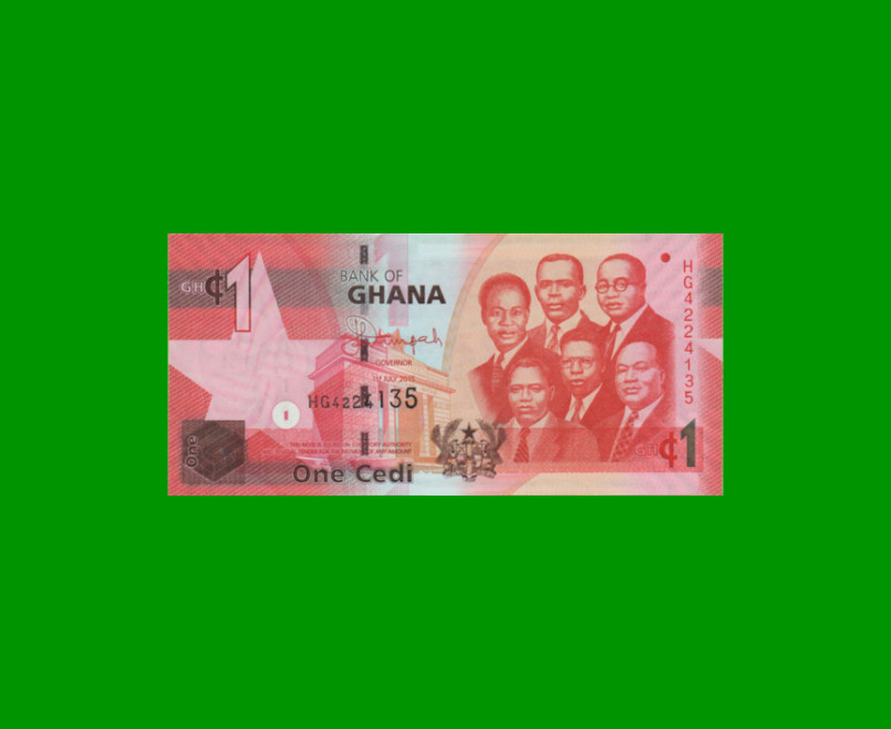 BILLETE DE GHANA 1 CEDI, PICK 37f, AÑO 2015 ESTADO SIN CIRCULAR.-