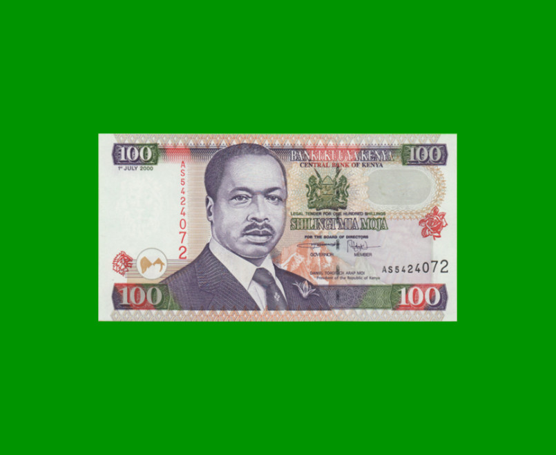 BILLETE DE KENYA 100 SHILINGI,  PICK 37e, AÑO 2000 ESTADO SIN CIRCULAR.-