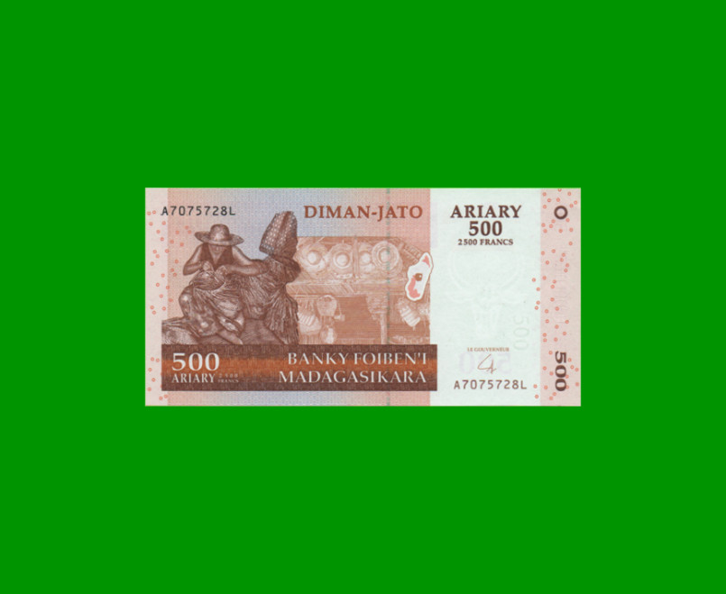 BILLETE DE MADAGASCAR 500 ARIARY, PICK 88b, AÑO 2004 ESTADO SIN CIRCULAR.-