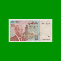BILLETE DE MARRUECOS 20 DIRHAMS, PICK 67a, AÑO 1996, ESTADO MUY BUENO+ .-