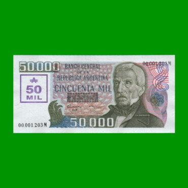 AUSTRALES TRANSITORIOS $50.000,00, BOT 2884, AÑO 1989, ESTADO SIN CIRCULAR, (Numero Bajo).-