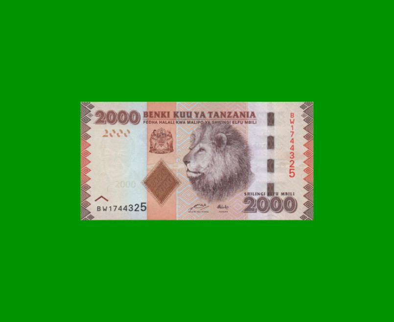 BILLETE DE TANZANIA 2.000 SHILLINGS, PICK 42, AÑO 2010 ESTADO SIN CIRCULAR.-