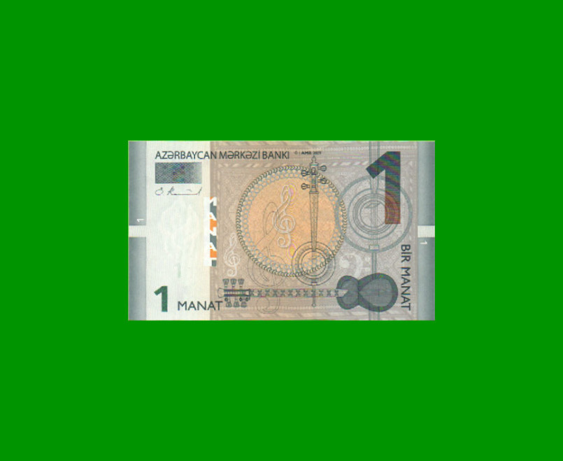 BILLETE DE AZERBAIYAN 1 MANAT, PICK 31a, AÑO 2009, ESTADO SIN CIRCULAR.-