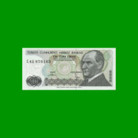 BILLETE DE TURQUIA 10 LIRAS, PICK 192, AÑO L. 1970 (1979), ESTADO SIN CIRCULAR.-