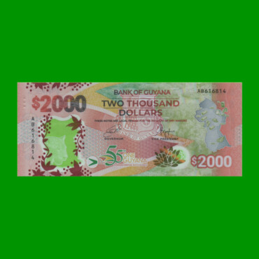 BILLETE DE GUYANA 2.000 DOLARES CONMEMORATIVO, POLYMERO, PICK NEW, ESTADO SIN CIRCULAR.-