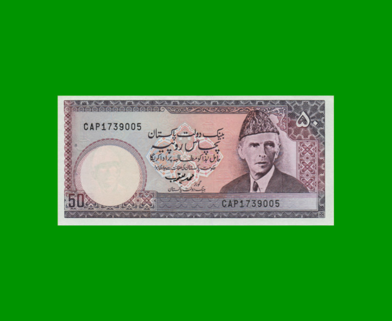 BILLETE DE PAKISTAN 50 RUPIAS, PICK 40, ESTADO SIN CIRCULAR.-