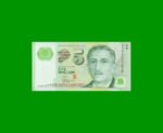 BILLETE DE SINGAPUR 5 DOLARES, POLYMERO, PICK 47b, ESTADO SIN CIRCULAR.-