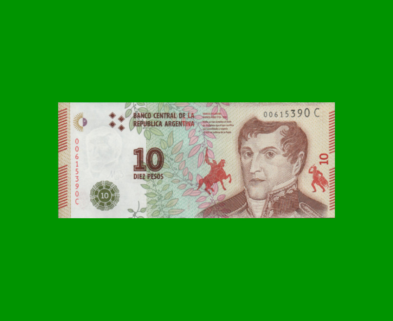 PESOS 3er DISEÑO $10,00, BOT 4003, AÑO 2016, ESTADO EXCELENTE+.-