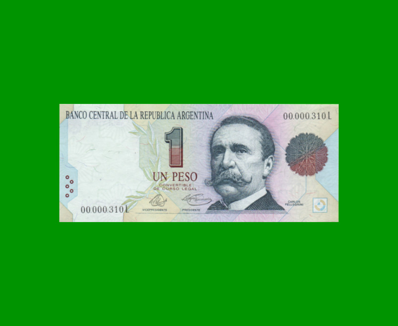 PESOS CONVERTIBLES 1er DISEÑO $1,00, BOT 3004, AÑO 1994, ESTADO EXCELENTE+ (NUMERACION BAJA).-