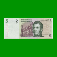 REPOSICION BILLETE CONVERTIBLE SEGUNDO DISEÑO $ 5,00, BOT 3329, ESTADO SIN CIRCULAR.-