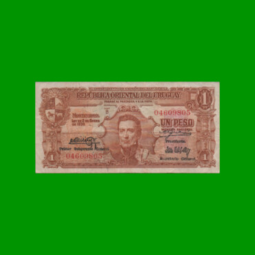 BILLETE DE URUGUAY $1,00, PICK 35a, SERIE B, ESTADO MUY BUENO- .-