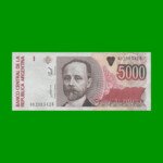BILLETE DE AUSTRALES, 5.000 AUSTRALES, BOT 2868, AÑO 1990, ESTADO EXCELENTE.-