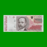 BILLETE DE AUSTRALES, 5.000 AUSTRALES, BOT 2868, AÑO 1990, ESTADO EXCELENTE.-