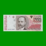 BILLETE DE AUSTRALES, 5.000 AUSTRALES, BOT 2868, AÑO 1990, ESTADO EXCELENTE+.-