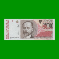 BILLETE DE AUSTRALES, 5.000 AUSTRALES, BOT 2868, AÑO 1990, ESTADO EXCELENTE+.-