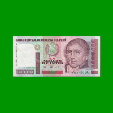 BILLETE DE PERU 1.000.000 DE INTIS, PICK 148, AÑO 1990, ESTADO EXCELENTE+.-