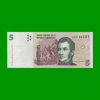 PESOS CONVERTIBLES 2do DISEÑO $5,00, BOT 3325, AÑO 2010, ESTADO EXCELENTE.-