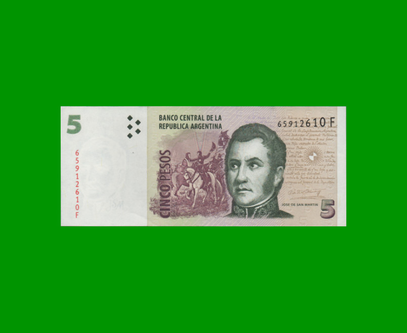 PESOS CONVERTIBLES 2do DISEÑO $5,00, BOT 3325, AÑO 2010, ESTADO EXCELENTE.-