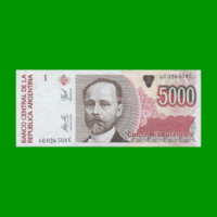 BILLETE DE AUSTRALES, 5.000 AUSTRALES, BOT 2871, AÑO 1991, ESTADO SIN CIRCULAR.-