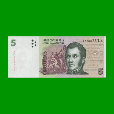 PESOS CONVERTIBLES 2do DISEÑO $5,00, BOT 3327, AÑO 2011, ESTADO EXCELENTE.-