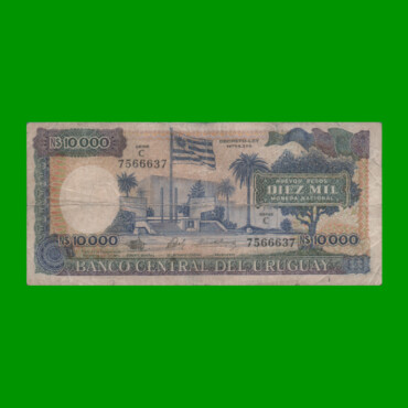 BILLETE DE URUGUAY $10.000,00 N$ PICK 67b, AÑO 1987, SERIE C, ESTADO BUENO.-