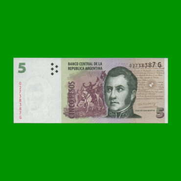 PESOS CONVERTIBLES 2do DISEÑO $5,00, BOT 3328, AÑO 2011, ESTADO SIN CIRCULAR.-