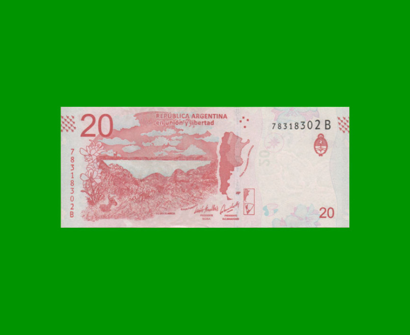 PESOS 3er DISEÑO $20,00, BOT 5004, AÑO 2019, ESTADO SIN CIRCULAR.- - Imagen 2