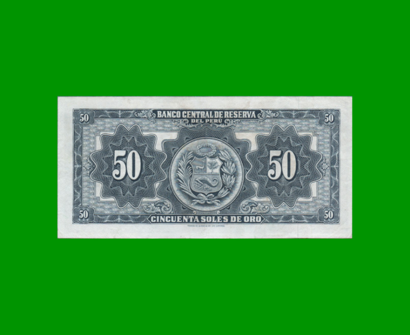 BILLETE DE PERU 50 SOLES, PICK 85a, AÑO 1968, ESTADO EXCELENTE.- - Imagen 2