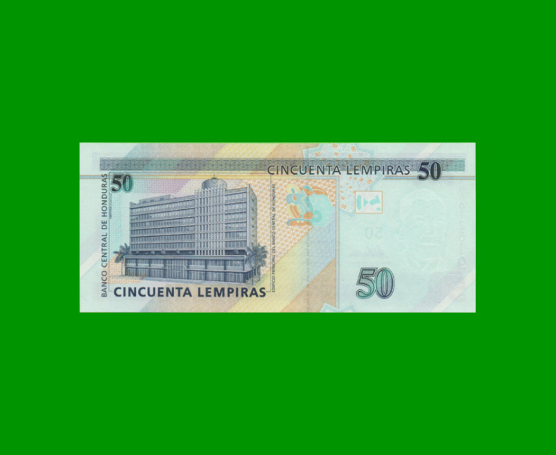 BILLETE DE HONDURAS 50 LEMPIRAS, PICK 94c, AÑO 2010 ESTADO SIN CIRCULAR.- - Imagen 2