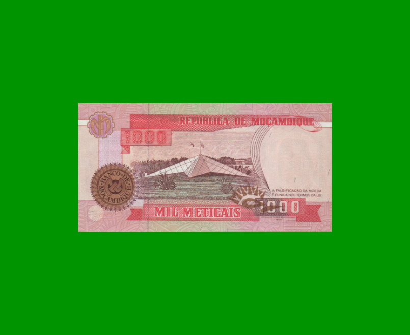 BILLETE DE MOZAMBIQUE 1.000 METICAIS, PICK 135, AÑO 1991 ESTADO SIN CIRCULAR.- - Imagen 2