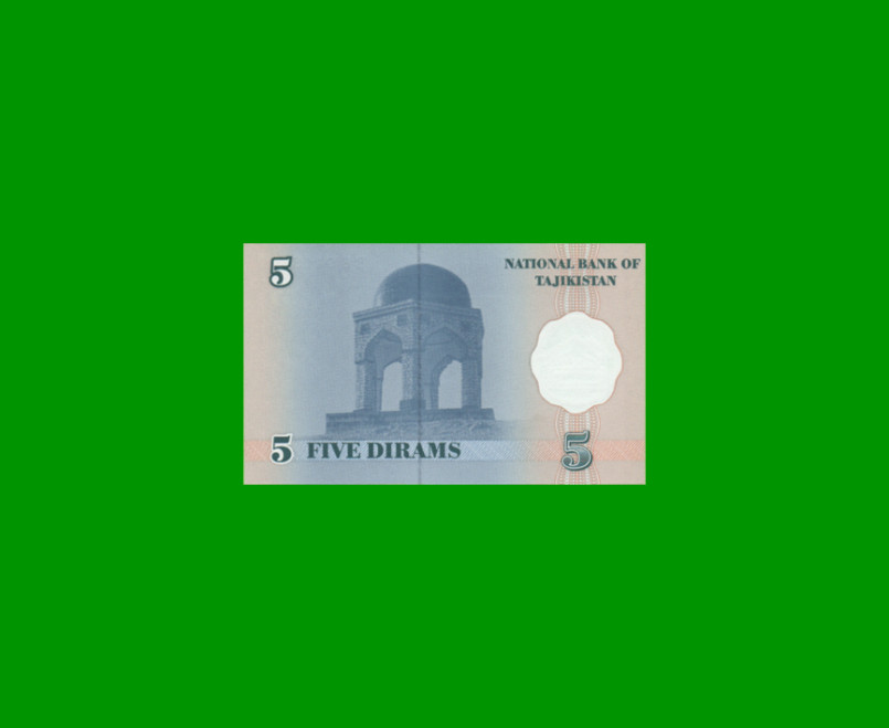 BILLETE DE TAJIKISTAN 5 DIRAM, PICK 11, AÑO 1999, ESTADO SIN CIRCULAR.- - Imagen 2