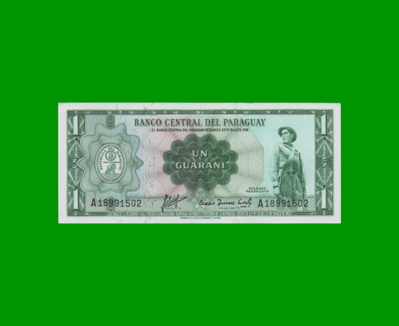 BILLETE DE PARAGUAY 1 GUARANI, PICK 193a, ESTADO SIN CIRCULAR.-