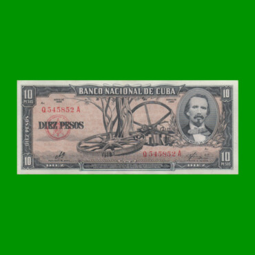BILLETE DE CUBA $10,00 PICK 88c, AÑO 1960, ESTADO EXCELENTE.-