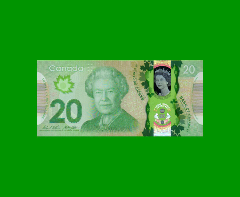 BILLETE DE CANADA 20 DOLARES POLYMERO PICK 111 AÑO 2015, ESTADO SIN CIRCULAR.-