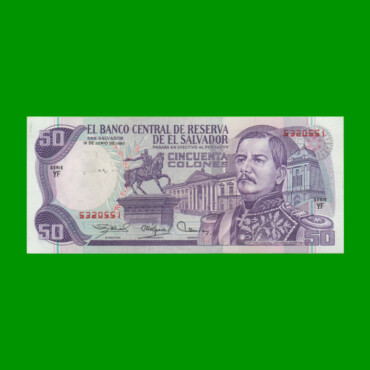 BILLETE DE EL SALVADOR 50 COLONES, PICK 131b, AÑO 1980 ESTADO EXCELENTE+.-