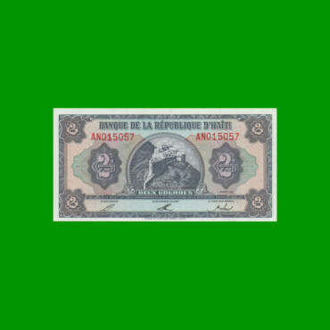 BILLETE DE HAITI 2 GOURDES, PICK 260, AÑO 1992 ESTADO SIN CIRCULAR.-